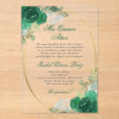 エメラルドグリーンキンセアニェラシルエット アクリル招待状 (正面)