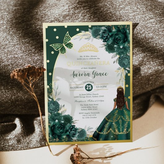 エメラルドグリーンキンセアニェラミスカンス15アノス 箔招待状
