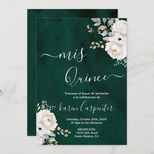 エメラルドグリーンキンセアニェラ招待状 招待状 (正面/裏面)