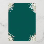 エメラルドグリーンクインセアニラフローラ金ゴールド 箔招待状 (裏面)