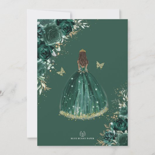 エメラルドグリーンクインセアニラプリンセスミクリンスアノス 招待状 (裏面)