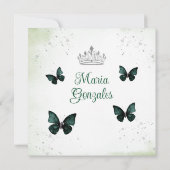 エメラルドグリーンクインセアニラ15アノスフラワーズシルバー 招待状 (裏面)