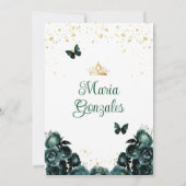 エメラルドグリーンクインセアニラ15アノスフラワーズ金ゴールド 招待状 (裏面)