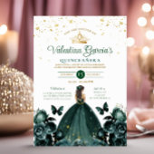 エメラルドグリーンクインセアニラ15アノスフラワーズ金ゴールド 招待状