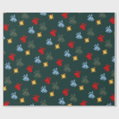 エメラルドグリーンクラシックジンルベルスタークリスマス ラッピングペーパー (フラット)