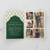 エメラルドグリーンクリームイカットオールインワンインディアン結婚 招待状 (内部)