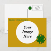 エメラルドグリーンクローバーリボンテンプレートby K Yoncich ポストカード (正面/裏面)