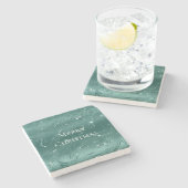 エメラルドグリーングリジー大理石クリスマス ストーンコースター (横)