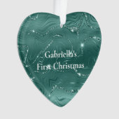 エメラルドグリーングリジー大理石パーソナライズされたクリスマス オーナメント (正面)