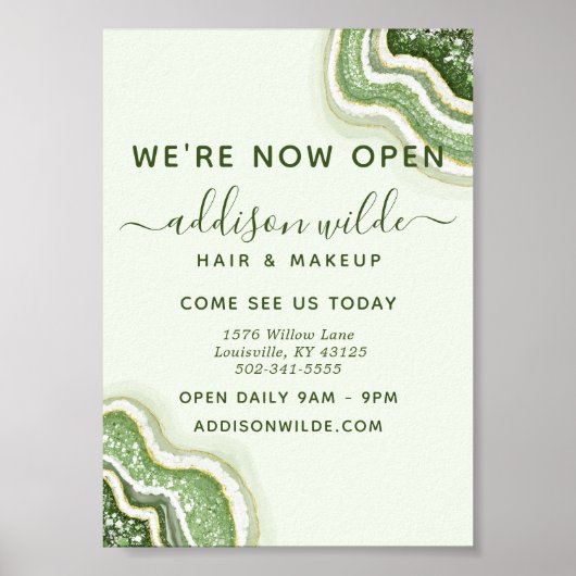 エメラルドグリーングリッターアゲートジオデラックスビジネス ポスター (正面)