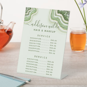 エメラルドグリーングリッターアゲードビジネスプライス 台座サイン