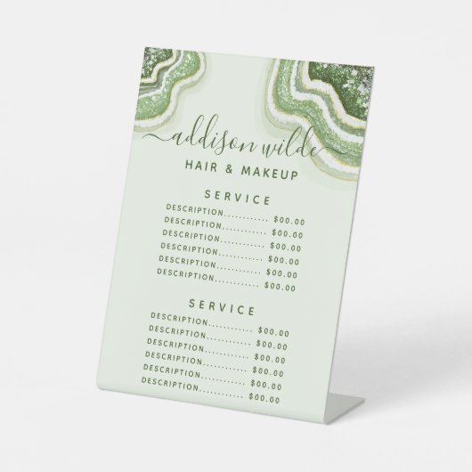 エメラルドグリーングリッターアゲードビジネスプライス 台座サイン (正面)