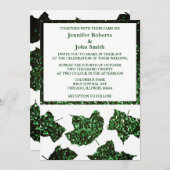 エメラルドグリーングリッター紅葉エレガントウェディング 招待状 (正面/裏面)