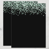 エメラルドグリーングリッター紙吹雪スクラップブック紙 (正面/裏面)