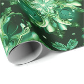 エメラルドグリーンケルト系アイリッシュスノーフレーク ラッピングペーパー (ロールコーナー)