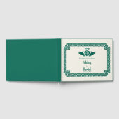 エメラルドグリーンケルト結び目模様クラダグ結婚ズ ゲストブック (全面)