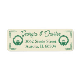 エメラルドグリーンケルト結び目模様クラダグ結婚ズ ラベル