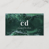 エメラルドグリーンゲート大理石モノグラムイニシャル 名刺 (正面)