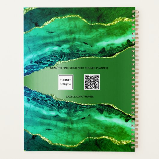 エメラルドグリーンゲート大理石名スクリプト プランナー手帳 (裏面)