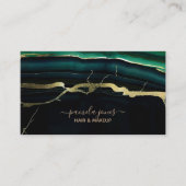 エメラルドグリーンゲート金ゴールドグリッタースクリプトモノグラム 名刺 (正面)