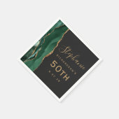 エメラルドグリーンゲート金ゴールドスクリプトダーク50誕生日 スタンダードカクテルナプキン (角)