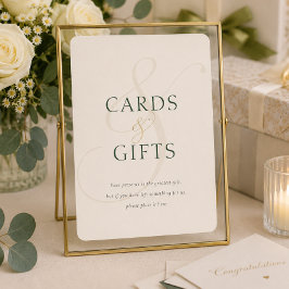 エメラルドグリーンゴールドの結婚式カードギフト用テーブルサイン
