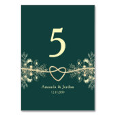 エメラルドグリーンゴールドの結婚式 テーブルナンバー (裏面)