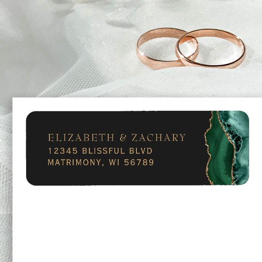 エメラルドグリーンゴールドアゲート結婚式差出人住所ラベル ラベル
