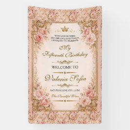 エメラルドグリーンゴールドバタフライQuinceañera（キンセニェーラ）15歳  横断幕