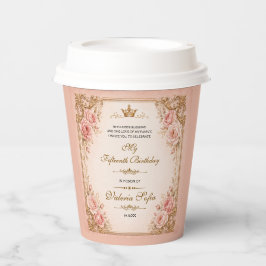 エメラルドグリーンゴールドバタフライQuinceañera 15th  紙コップ