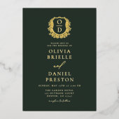 エメラルドグリーンゴールドフォイルフォトモノグラム結婚ズ 箔招待状 (正面)