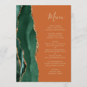 エメラルドグリーンゴールド焼きオレンジの結婚式 メニュー (正面)