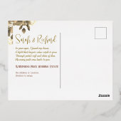 エメラルドグリーンゴールド結婚フォイル 箔招待状ポストカード (裏面)