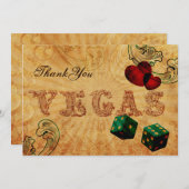 エメラルドグリーンサイコロヴィンテージベガスサンキューユー 招待状 (正面/裏面)