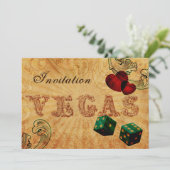 エメラルドグリーンサイコロヴィンテージベガス結婚式の招待 招待状 (スタンド正面)