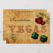 エメラルドグリーンサイコロヴィンテージベガス結婚式の招待