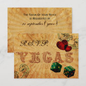 エメラルドグリーンサイコロヴィンテージラスベガスrsvp 3.5 x 5 出欠カード (正面/裏面)
