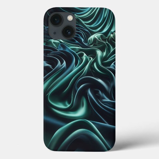 エメラルドグリーンサテンウェーブフォンケース - 高級シルク Case-Mate iPhoneケース (裏面)