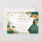 エメラルドグリーンサンフラワーフローラキンセアニラドレス 出欠カード (正面)