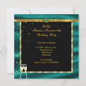 エメラルドグリーンシャンパンハイトバースデーパーティー 招待状 (裏面)