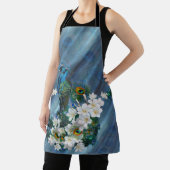 エメラルドグリーンシルクのメタリックブルーグリーンのピーコック エプロン (インサイチュ)