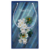 エメラルドグリーンシルクのメタリックブルーグリーンのピーコック スモールペーパーバッグ (裏面)