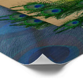 エメラルドグリーンシルクのメタリックブルーグリーンのピーコック ポスター (角)