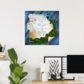 エメラルドグリーンシルクのメタリックブルーグリーンのピーコック ポスター (ホームオフィス)