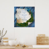 エメラルドグリーンシルクのメタリックブルーグリーンのピーコック ポスター (キッチン)