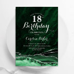 エメラルドグリーンシルバーアガテマーブル18誕生日 招待状<br><div class="desc">エメラルドグリーンとシルバーは18th誕生日パーティーの招待。エレガントモダンデザインは水色agate marble geode背景、グリッター銀フェイク、タイポグラフィスクリプトフォント。トレンディー招待状カードは女性スタイリッシュの日のお祝いに最適。印刷されたZazzle招待状または即時ダウンロードのデジタル印刷可能なテンプレート。</div>