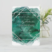 エメラルドグリーンシルバーウォーターブライダルシャワー 招待状 (スタンド正面)