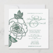 エメラルドグリーンシルバーエレガントな結婚式 招待状 (正面)