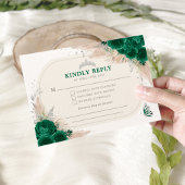 エメラルドグリーンシルバーキンセアニェラティアラRSVP エンクロージャーカード
