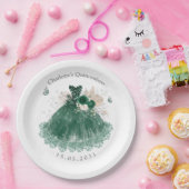 エメラルドグリーンシルバーキンセアニェラプリンセスドレス ペーパープレート (パーティー)